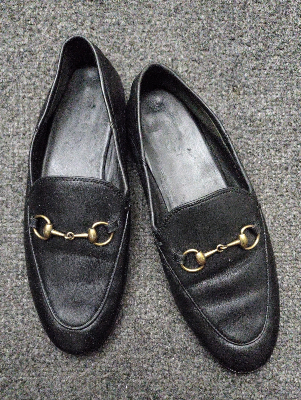 Gucci Black Leather Horsebit Loafers